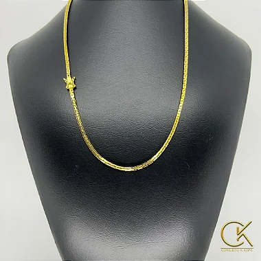 Corrente Cartier Quadrada 3mm - Banhada a Ouro 18k - Trava Dupla - 60cm , 70cm, conceitokjoias.com